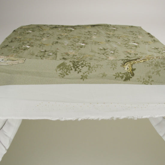 Sustainable Viscose Woven Print - Pale Green Savanna Animals and Trees - Mood Exclusive Serene Safari