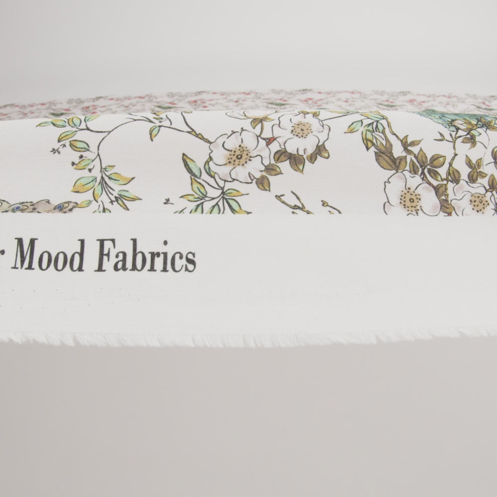 Cotton Voile - White Floral - Dignity of Enlightenment Print - Mood Exclusive Key Largo Collection