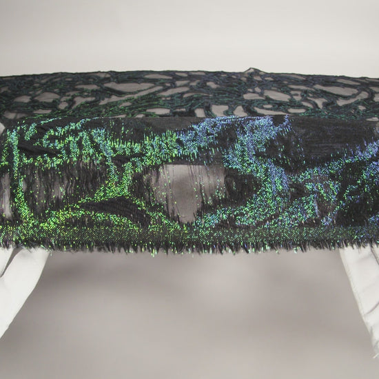 Mood Exclusive Metallic Iridescent Green and Black Mineral Veins Luxury Burnout Brocade - Image 5 of 5