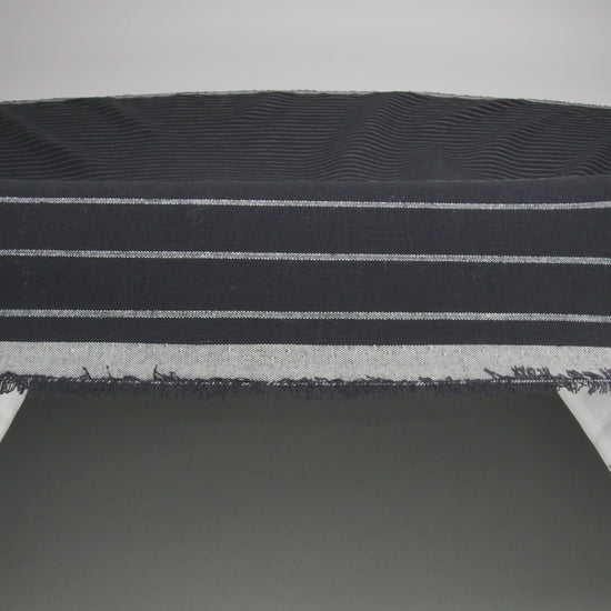 Stretch Linen - Metallic Silver and White Stripes on Black - Lindasol Collection - Image 5 of 5