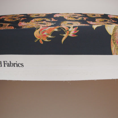 Polyester Satin - Charcoal, Orange and Olive Eastern Dragons - Mood Exclusive Dragon Dance Print