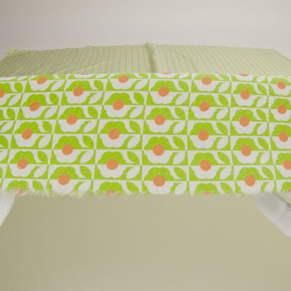 Cotton Poplin Print - Green, White and Orange Retro Florals - Mood Exclusive Build Me Up