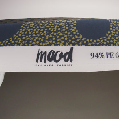 Stretch Polyester Twill Print - Navy Polka Dots in Leaves - Mood Exclusive Tangled Topiary