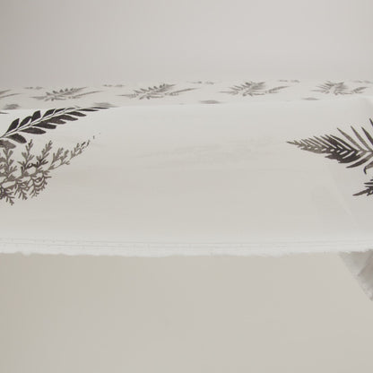 Viscose Georgette Print - Soft Black and Light Cream Foliage - Designer Deadstock