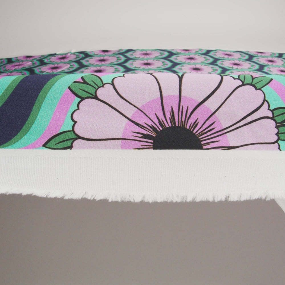Stretch Cotton Sateen - Lavender and Teal Floral Ogees - Sunrise Divine Print - Mood Exclusive Groove Collection - Image 6 of 7