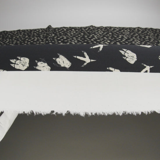 Stretch Cotton Poplin Print - Black Dinosaur Footprints - Mood Exclusive Jurassic Jubilee