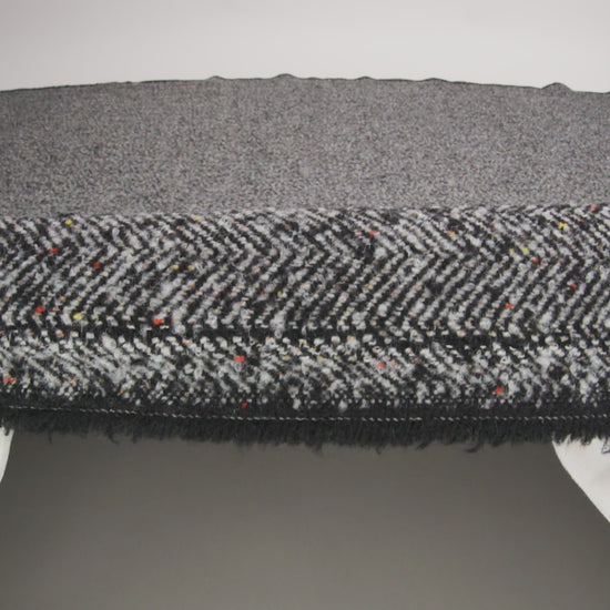 Wool Blend Chevron Twill Tweed with Clear Baby Sequins - Black and White with Rainbow Flecks