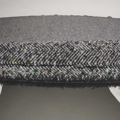 Wool Blend Chevron Twill Tweed with Clear Baby Sequins - Black and White with Rainbow Flecks