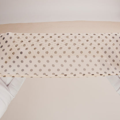 Famous Australian Designer Peach and Charcoal Polka Dotted Crinkled Silk Chiffon