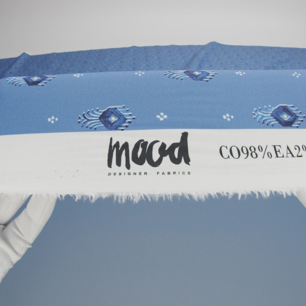 Mood Exclusive Dusty Blue Evil Eye Stretch Cotton Poplin - Image 5 of 5