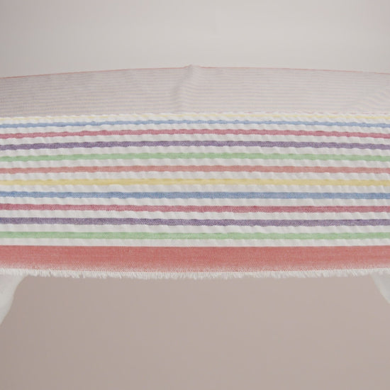 Polyester and Cotton Seersucker - Rainbow and White Candy Stripes - Wylie Collection