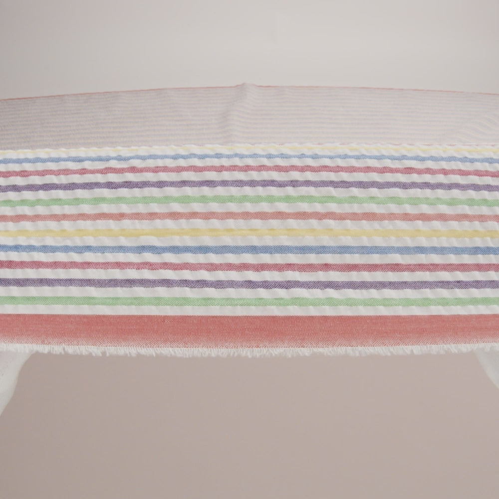 Polyester and Cotton Seersucker - Rainbow and White Candy Stripes - Wylie Collection