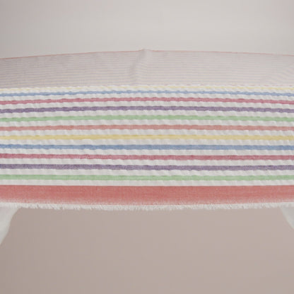 Polyester and Cotton Seersucker - Rainbow and White Candy Stripes - Wylie Collection