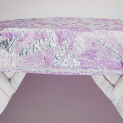 Metallic Golden Egg, African Violet and Winsome Orchid Abstract Luxury Brocade