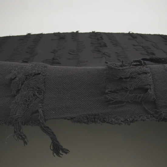 Italian Black Cotton Canvas with Fringe Stripes - Image 5 of 5
