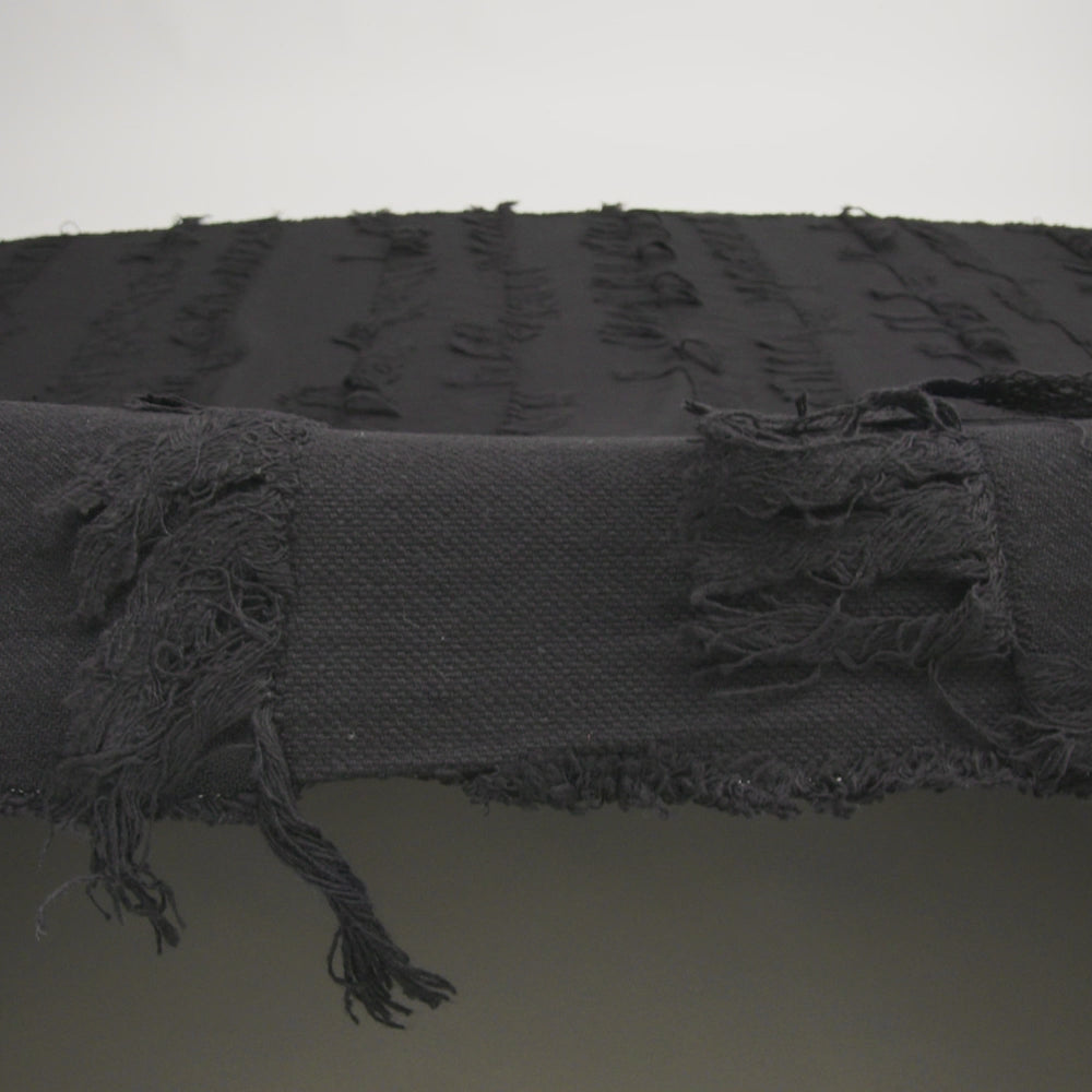 Italian Black Cotton Canvas with Fringe Stripes - Image 5 of 5