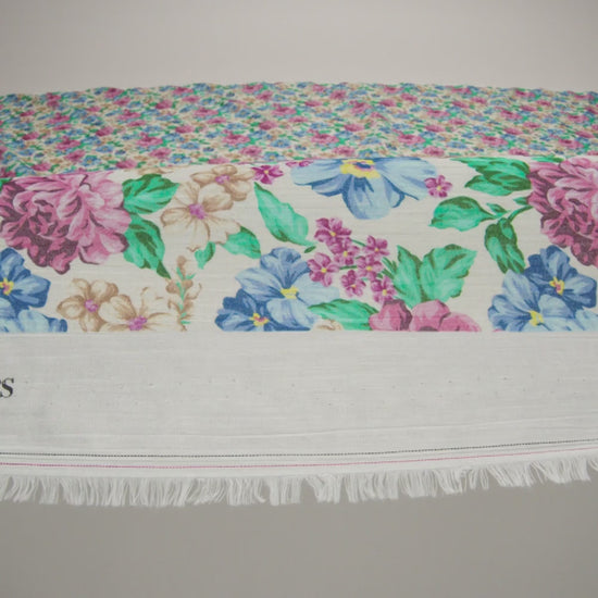 Crinkled Cotton Gauzy Woven - White, Pink and Blue Florals - Mood Exclusive Secret Garden Print