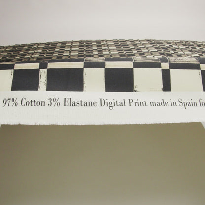Stretch Cotton Sateen - Black and White Checks - City Blocked Print - Mood Exclusive Metro Collection