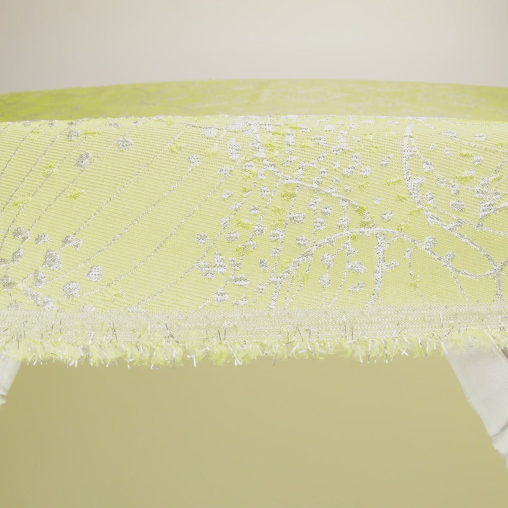 Metallic Silver and Lemon Lines and Dots Luxury Brocade - Image 6 of 7