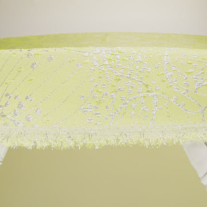 Metallic Silver and Lemon Lines and Dots Luxury Brocade
