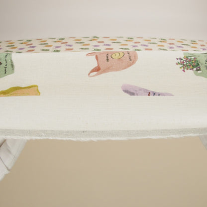 Linen and Rayon Woven - Purple, Yellow and Green Shopping Bags - Come Again Soon Print - Mood Exclusive Wisteria Collection