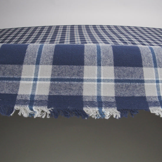 Blue and Gray Plaid Cotton Flannel