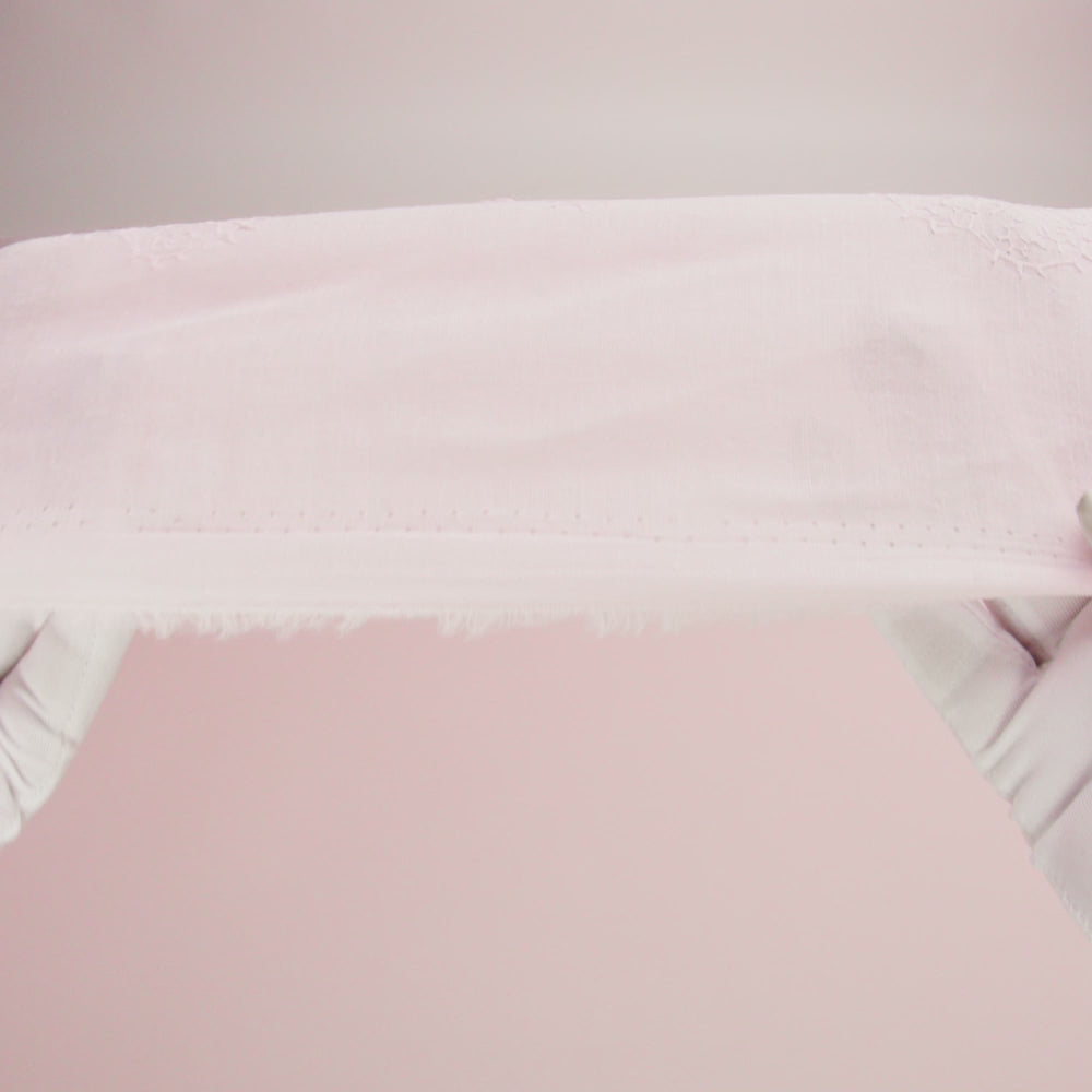 Embroidered Eyelet Cotton Voile - Baby Pink Big Tossed Flowers - Naomi Collection