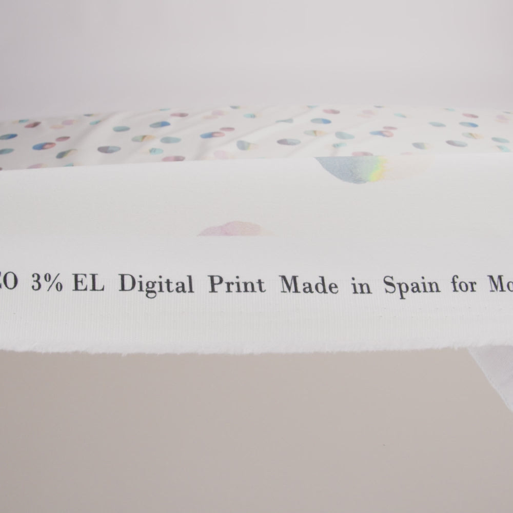 Stretch Cotton Sateen - Off-White Painterly Polka Dots - Bubblegum Pop Print - Mood Exclusive Avenable Collection - Image 5 of 5