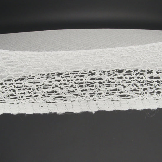 Corded Nylon Lace - Off White Abstract Lines