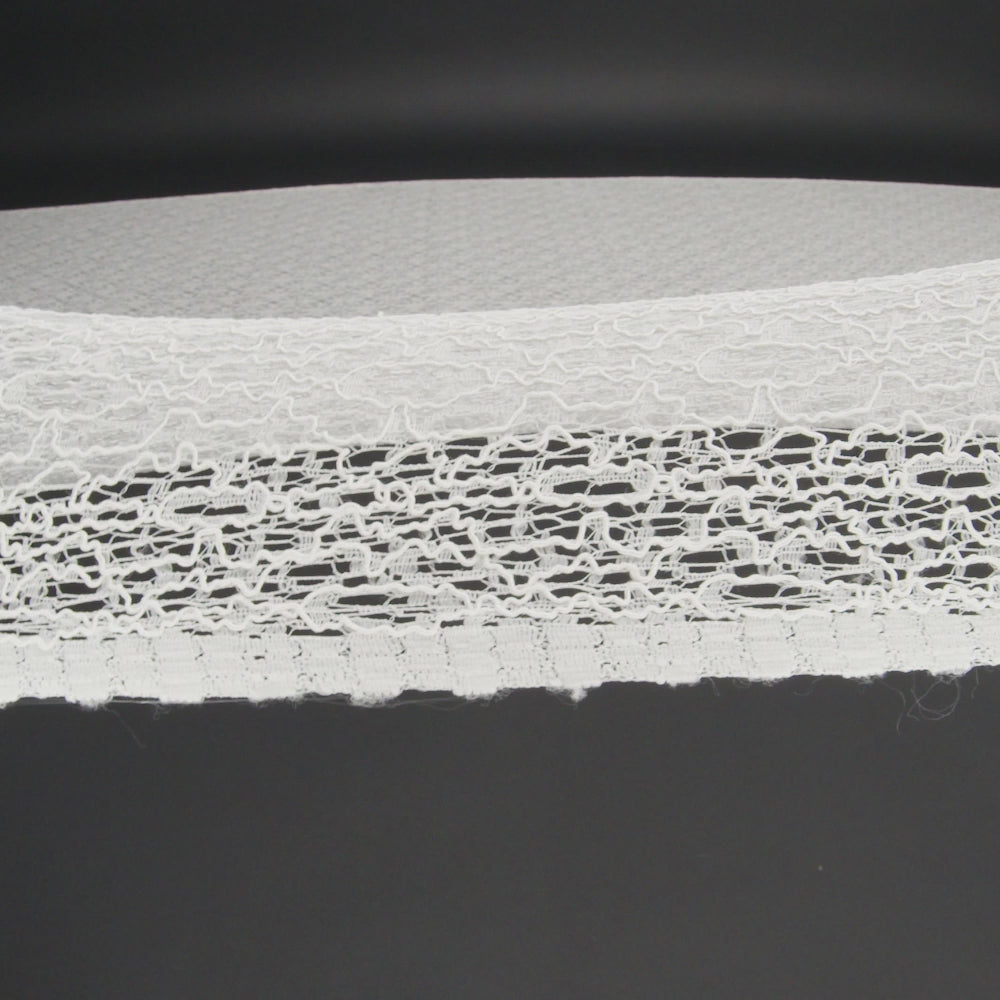 Corded Nylon Lace - Off White Abstract Lines