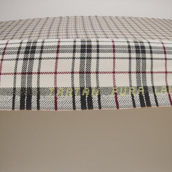 Virgin Wool Twill Made in Italy - Off White, Black and Wine Red Plaid