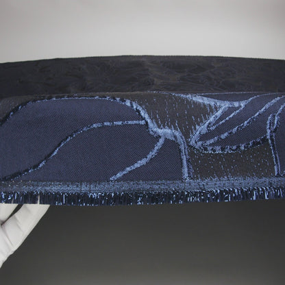 Metallic Navy Outlined Florals Luxury Brocade