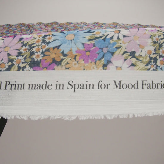 Crinkled Cotton Gauzy Woven - Blue, Light Purple and Golden Yellow Floral - Mood Exclusive Dandy Daisy Print
