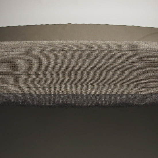 Brown and Chinchilla Metallic Herringbone Striped Polyester Suiting