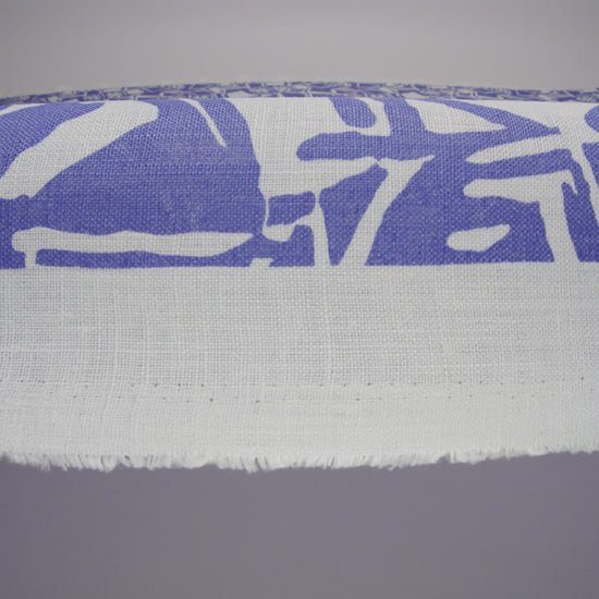 Medium Weight Linen Woven Print - Country Blue and White Abstract Blocks and Spots