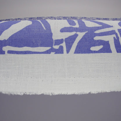Medium Weight Linen Woven Print - Country Blue and White Abstract Blocks and Spots