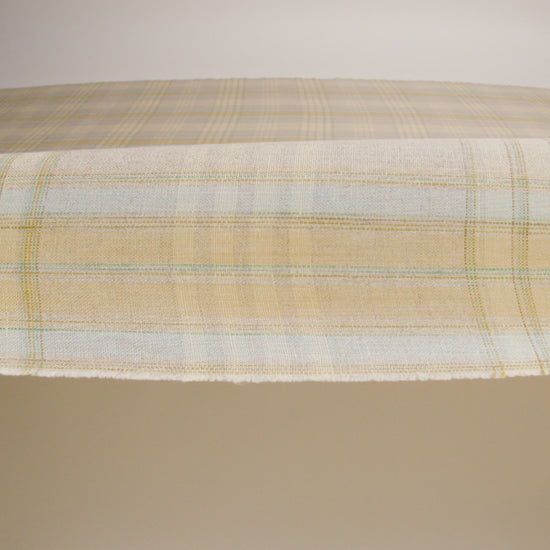 Oatmeal, Pale Yellow and Baby Blue Plaid Lightweight Linen Woven