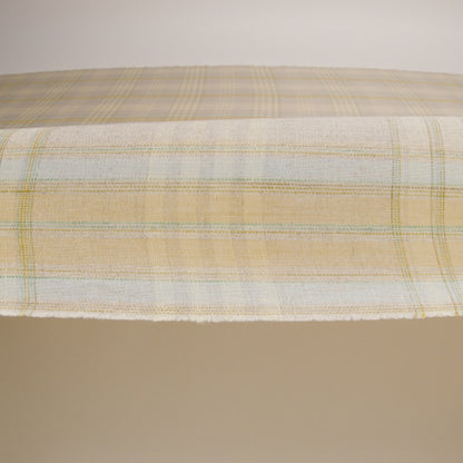 Oatmeal, Pale Yellow and Baby Blue Plaid Lightweight Linen Woven