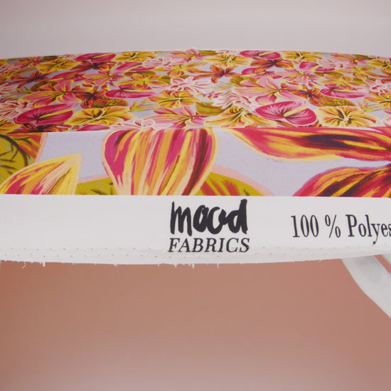 Polyester Satin - Orange, Red and Lemon Yellow Lush Flowers - Mood Exclusive Fireflower Paradise Print