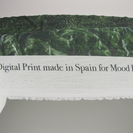 Crinkled Cotton Gauzy Woven - Dark Green and Black Abstract - Mood Exclusive Babbling Brook Print