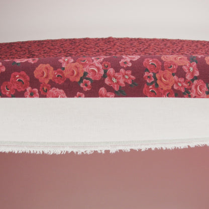 Linen and Rayon Woven - Red Floral - Rose Garden Romance Print - Mood Exclusive Rockland Collection