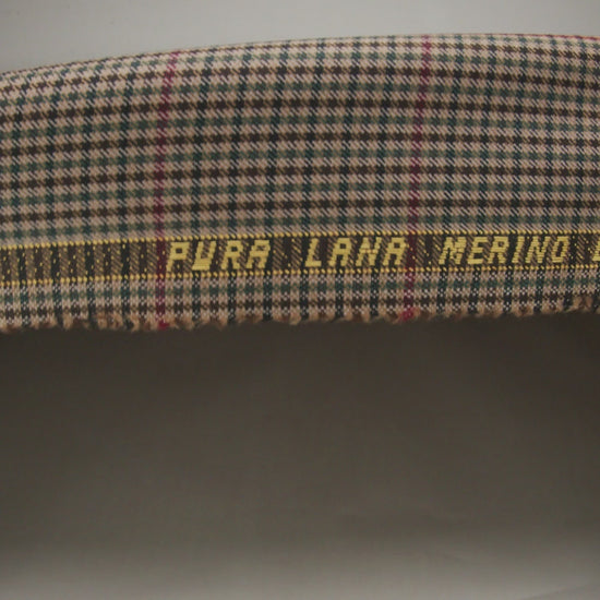 Virgin Merino Wool Twill Suiting Made in Italy - Brown, Red and Blue Checks - Image 6 of 6