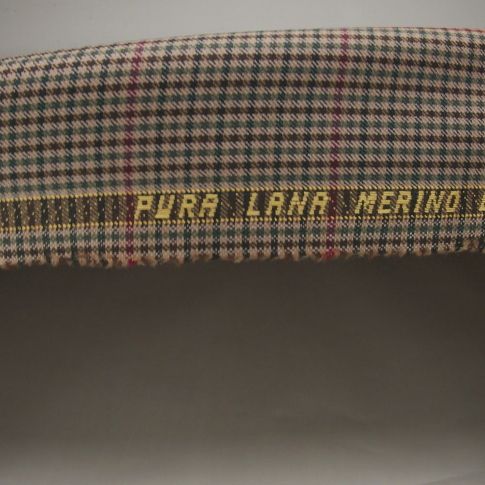 Virgin Merino Wool Twill Suiting Made in Italy - Brown, Red and Blue Checks - Image 6 of 6