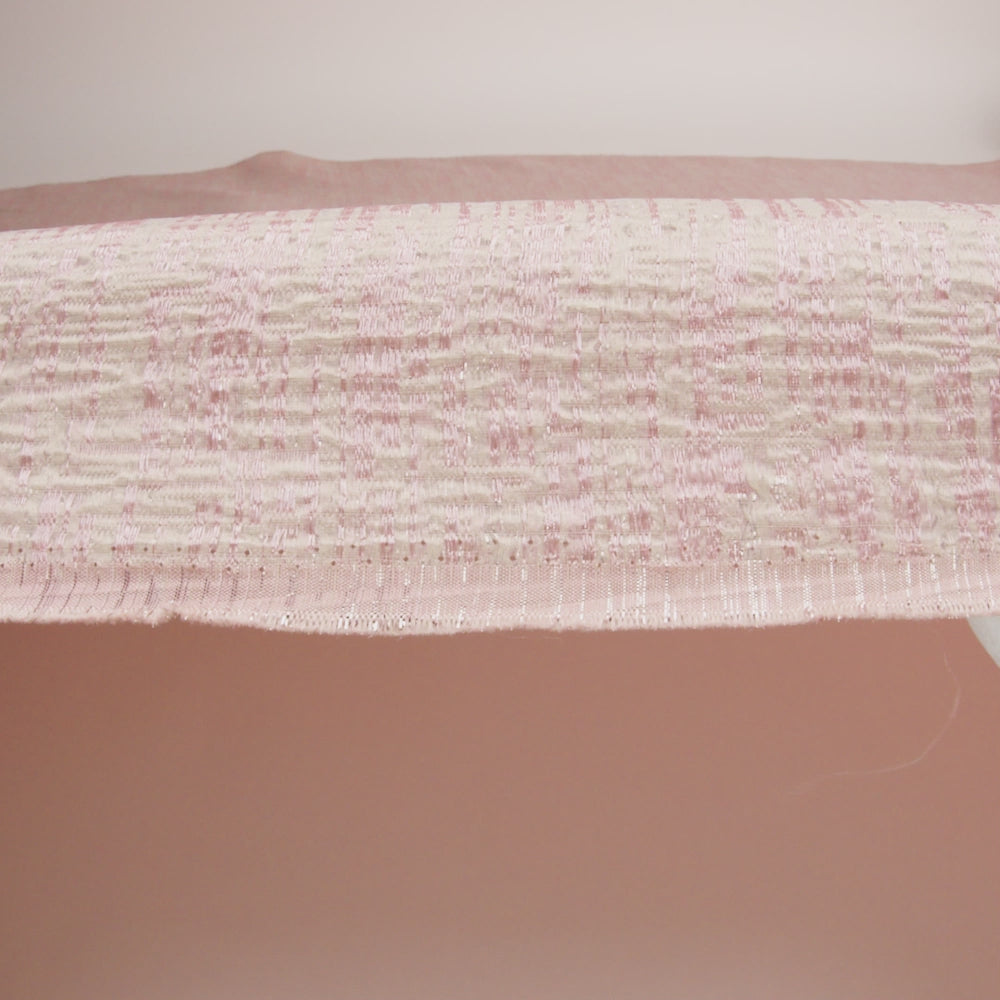 Metallic Rose Gold, Pink and Champagne Crosshatched Lines Luxury Brocade - Image 6 of 6
