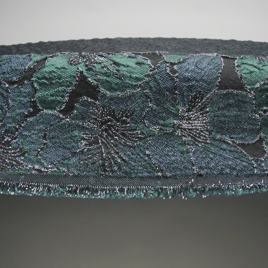 Metallic Black, Navy and Deep Green Floral Frolic Luxury Brocade - Image 6 of 7