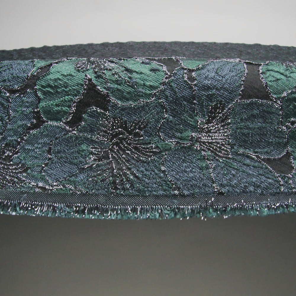Metallic Black, Navy and Deep Green Floral Frolic Luxury Brocade - Image 6 of 7