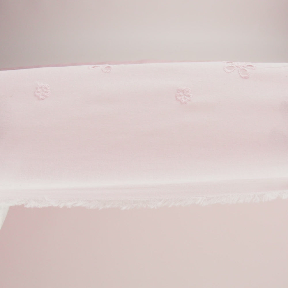 Embroidered Eyelet Cotton Voile - Baby Pink Floating Flowers - Naomi Collection