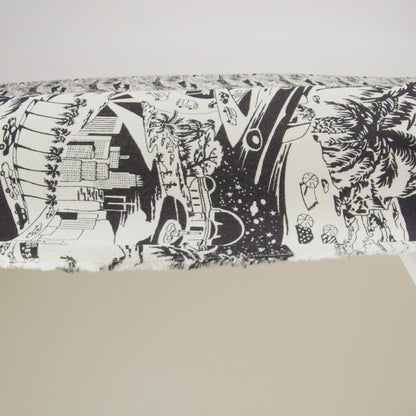 Sustainable Viscose Crepe Print - Black and White Los Angeles Landmarks Illustration - Designer Deadstock