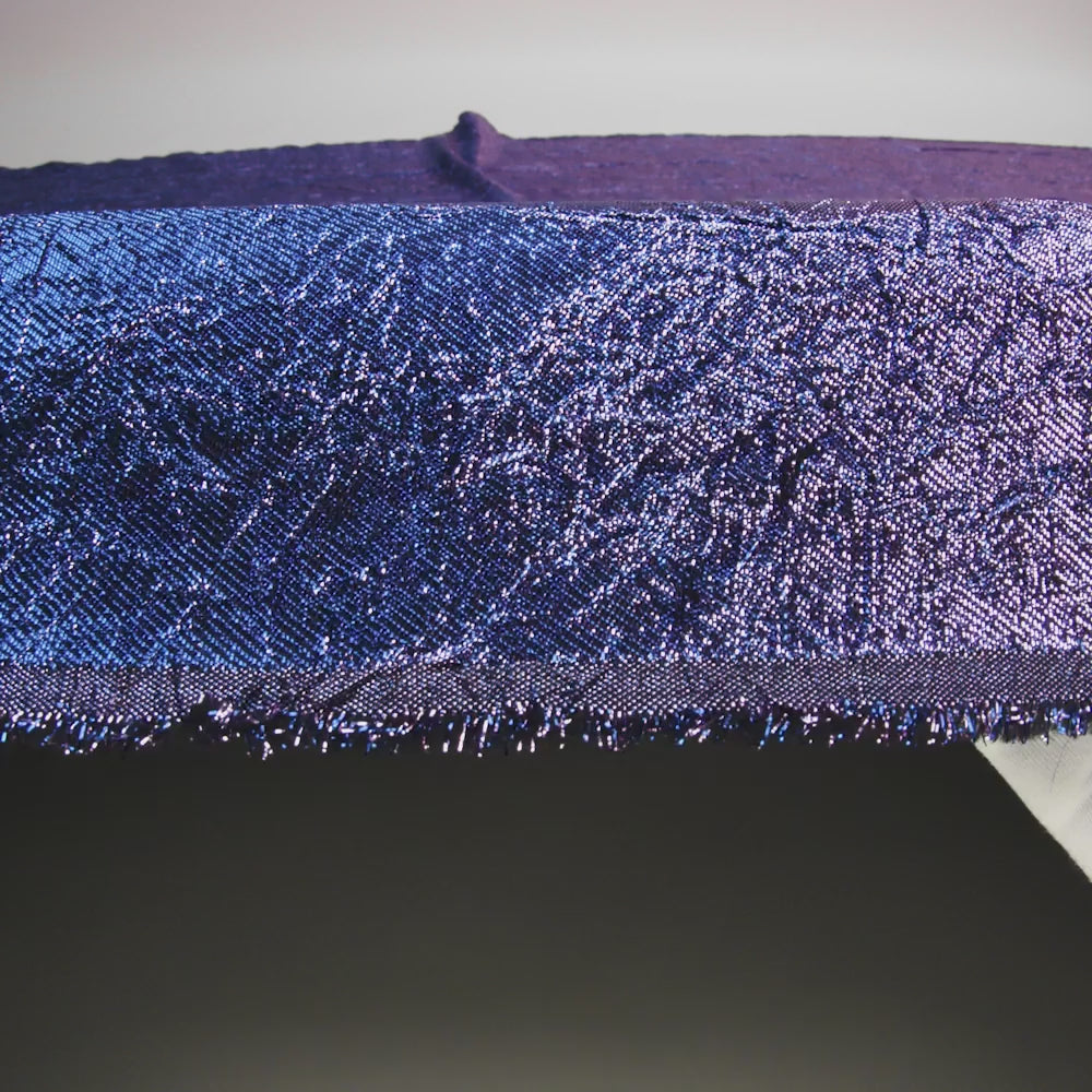 Astrolabe Metallic Lilac and Royal Blue Crinkled Luxury Brocade with Black Backing - Image 6 of 7
