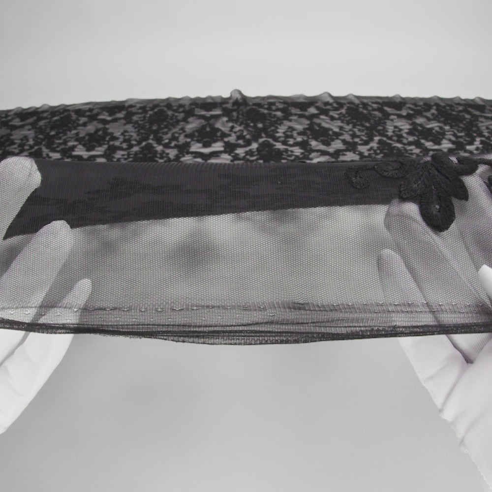 Embroidered Lace Tulle - Black Floral Damask